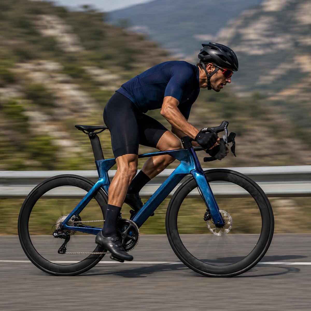 4LEAF road bike being ridden on a technical trail